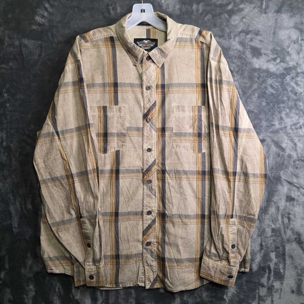 Harley-Davidson® Men's Tea Stained Long Sleeve Plaid Woven Shirt 96445-17VM